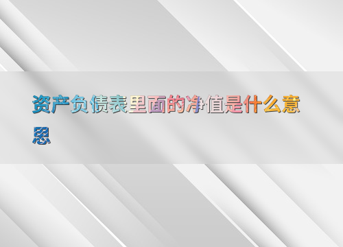 产品净值是什么意思？通俗讲就是你的家底